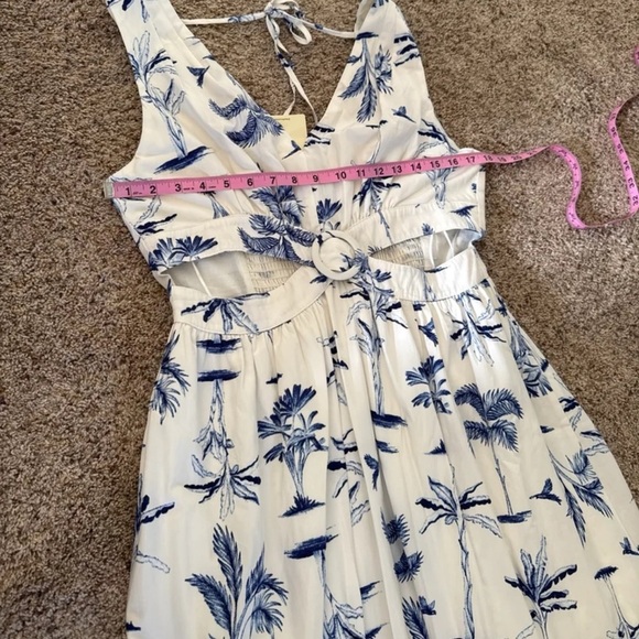 NWT Dress Forum CALLIE BLUE PALM TREE PRINT COTTON CUT-OUT MAXI DRESS 
sz Large - Picture 12 of 12